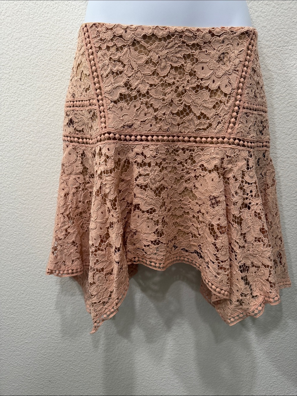 VERONICA BEARD Blush Lace Asymmetrical Flounce Skirt💋💨